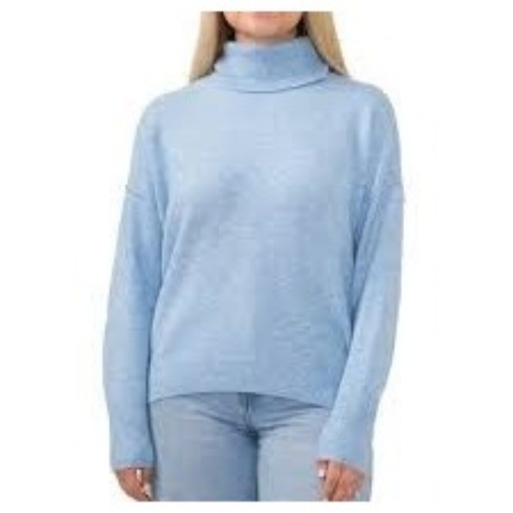 Vince Camuto Womens Light Blue Oversized Cozy Turtleneck Sweater Sz XS